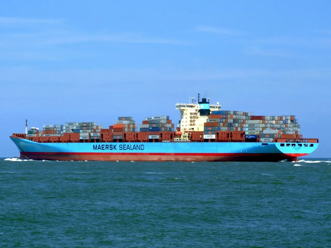Cargo ship transporting goods across the ocean.
