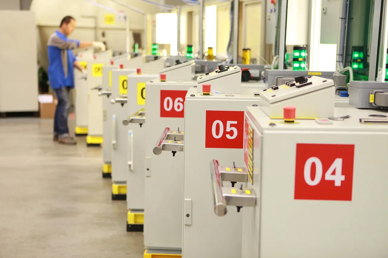 Modern factory with automated machinery.